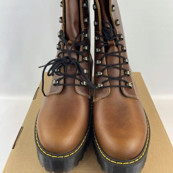 NEW Women’s Size 11 Dr Martens Leona Butterscotch Orleans 7-Eye Platform Boots - Picture 7 of 9